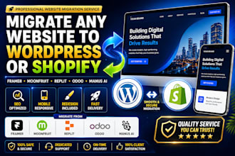 migrate framer pcmag moonfruit replit manus ai odoo website to wordpress shopify