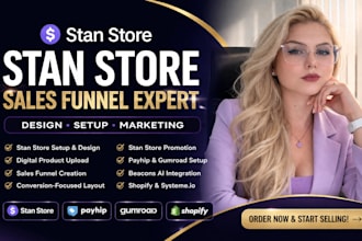 setup stan store esty shopify and digital product sales funnel