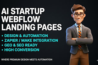 design high automated  converting modern webflow landing pages for ai startups