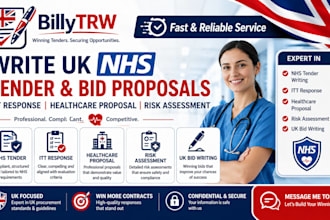 write UK nhs tender bid itt response healthcare proposal and risk assessment