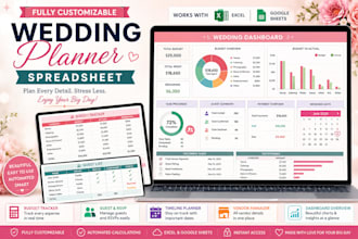 design custom wedding planner spreadsheet budget tracker dashboard system