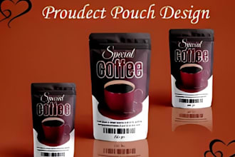 do food packaging design, coffee, pouch label design for restaurant brand