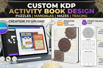design kdp activity books, word search, and crossword puzzles ready to upload
