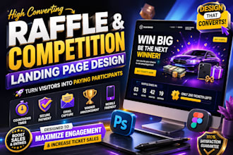 design competition raffle ticket website,  landing page giveaway, raffle tickets