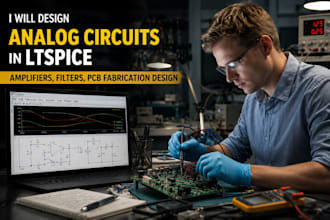 design analog circuits in ltspice, amlifiers, filters, pcb fabrication design
