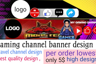 create professional youtube channel art and banner