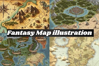 draw fantasy map illustration, rpg dnd city map, battle map, board game book map