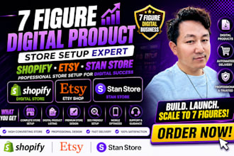 setup digital product store on shopify, etsy and stan store
