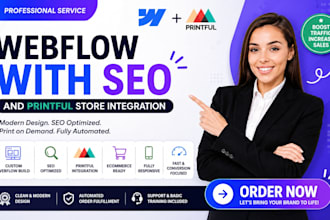 design webflow website with SEO and printful store integration