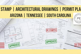 arizona tennessee south carolina pe  stamp architectural drawing with permit