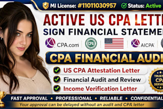 sign CPA letter, CPA financial audit, profit and loss, financial statement