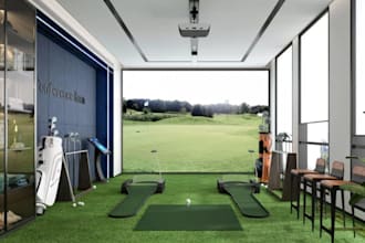 design 2d, 3d sports court, basketball, tennis, golf simulator room interior