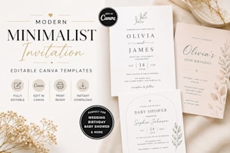 design modern minimalist invitation card templates in canva