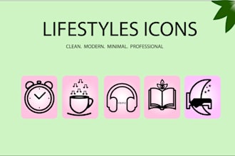 design modern minimalist lifestyle icons for apps and brands