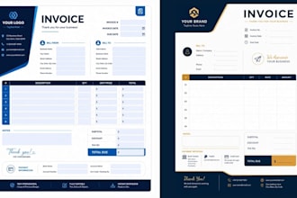 design professional custom invoice, letterhead, receipt templates