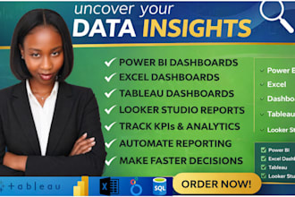 create power bi dashboard, excel, KPI reports, data visualization with tableau