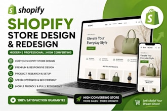 do shopify store design, shopify website development and SEO