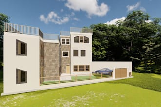create commercial building elevation and exterior design