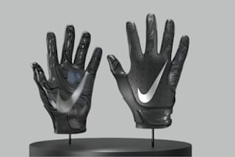 design 3d cgi sport glove model, boxing glove, leather glove textile, 3d render