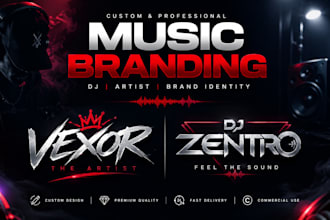 design modern music artist, dj, band and typography logo branding