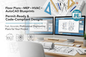 do floor plans, mep, hvac, and autocad blueprints, permit drawings