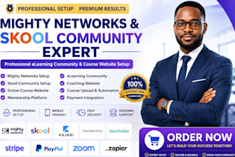 mighty networks course website, elearning community, skool community setup