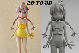 convert 2d image to high quality printable 3d model stl file for 3d printing