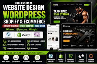 wordpress ecommerce shopify dynamic firearm and fitness website