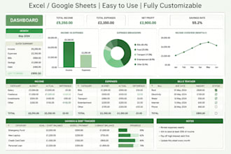 build excel dashboards, spreadsheets and trackers for businesses