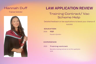 review your law vac scheme, training contract application