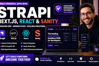 develop strapi cms nextjs headless cms reactjs build website development sanity