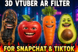 3d vtuber filter 3d ar vtuber, burnt peanut style vtuber filter for lens studio