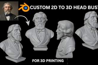 sculpt realistic 3d head model 2d to 3d head bust portrait 3d printable model