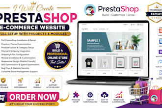 create full prestashop ecommerce website setup with product and modules