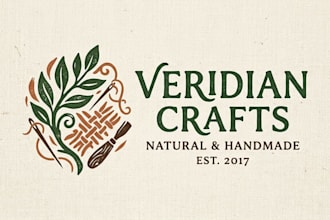 design a natural and handcrafted handmade product brand logo