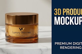 create 3d product mockup design and product rendering
