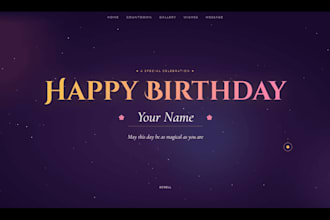 create luxury animated birthday website with music and surprise effects