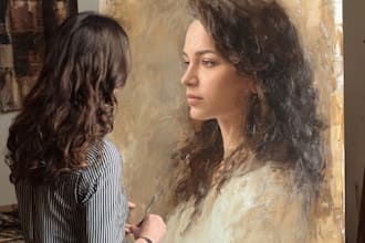 create real hand made oil painting portrait on canvas
