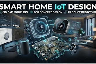 design iot smart home device, pcb layout, 3d cad product prototype