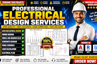 design electrical plan, autocad drawings, wiring diagram, sld, and panel layout