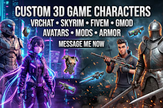 create custom vrchat avatars, skyrim mods, gmod playermodels, fivem maps 3d game
