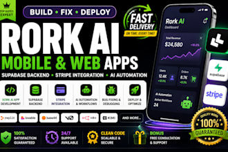 build rork ai app, fix bugs, deploy mobile or web app with supabase backe
