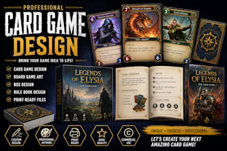 design card game design, board game art, box design and rule book