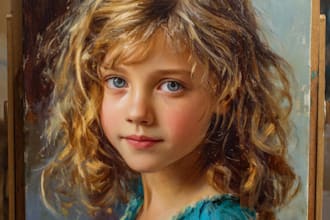create real hand made oil painting portrait on canvas