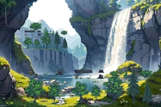 create professional 2d game UI design and environment art