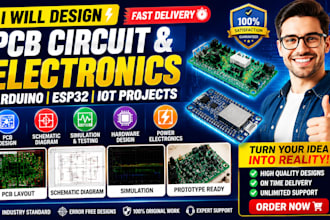 design pcb circuits, arduino esp32 iot projects and electronics schematics fast