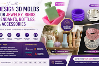 design 3d molds for jewelry, rings, pendants, bottles, and accessories