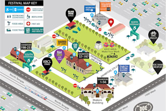 design custom 3d isometric event and festival map illustration