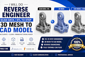 do reverse engineer scan data stl to step 3d mesh to cad model
