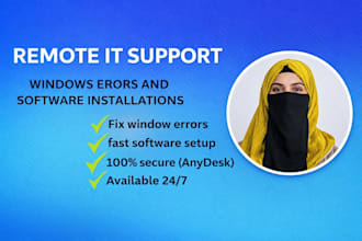 provide remote technical support,fix windows error and software installation